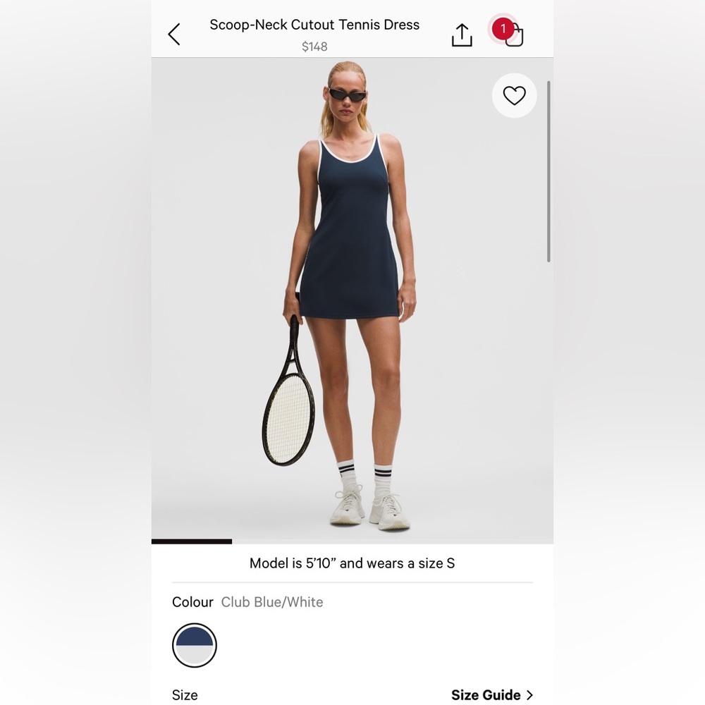 Lululemon scoop neck cut out tennis dress navy